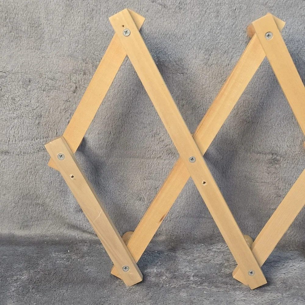 Vintage Wooden Accordion Peg Rack Expanding Wall Coat Hat Towel Rack 10 Peg